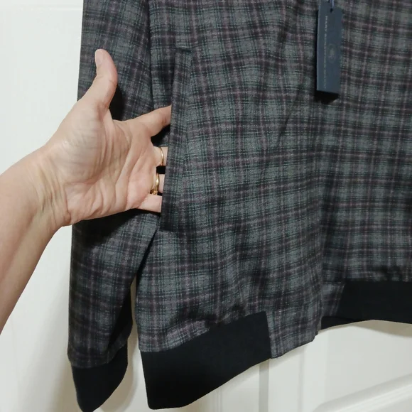 Hart Schaffner Marx Plaid Pattern Black Red Grey White Jacket Medium
